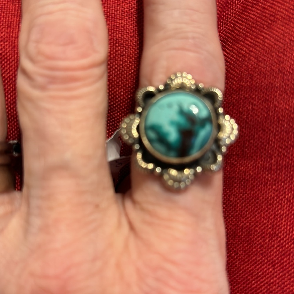 No. 8 mine. NEW STERLING SILVER no. 8 mine turquoise    Size 9 adjustable - Picture 8 of 10